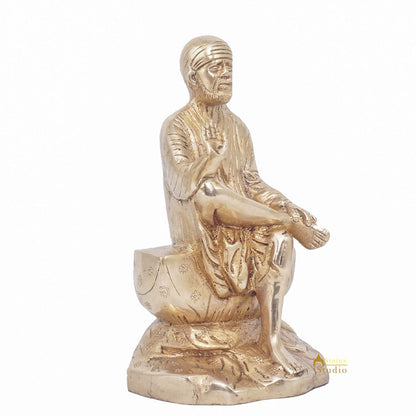 Brass Lord Shirdi Sai Baba Idol Statue Home Puja Room Religious Décor 8" by vendor-unknown - Hindu Gods (View 5)