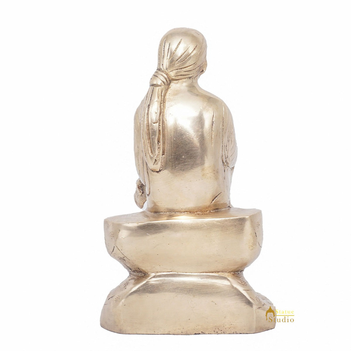Brass Lord Shirdi Sai Baba Idol Statue Home Puja Room Religious Décor 8"