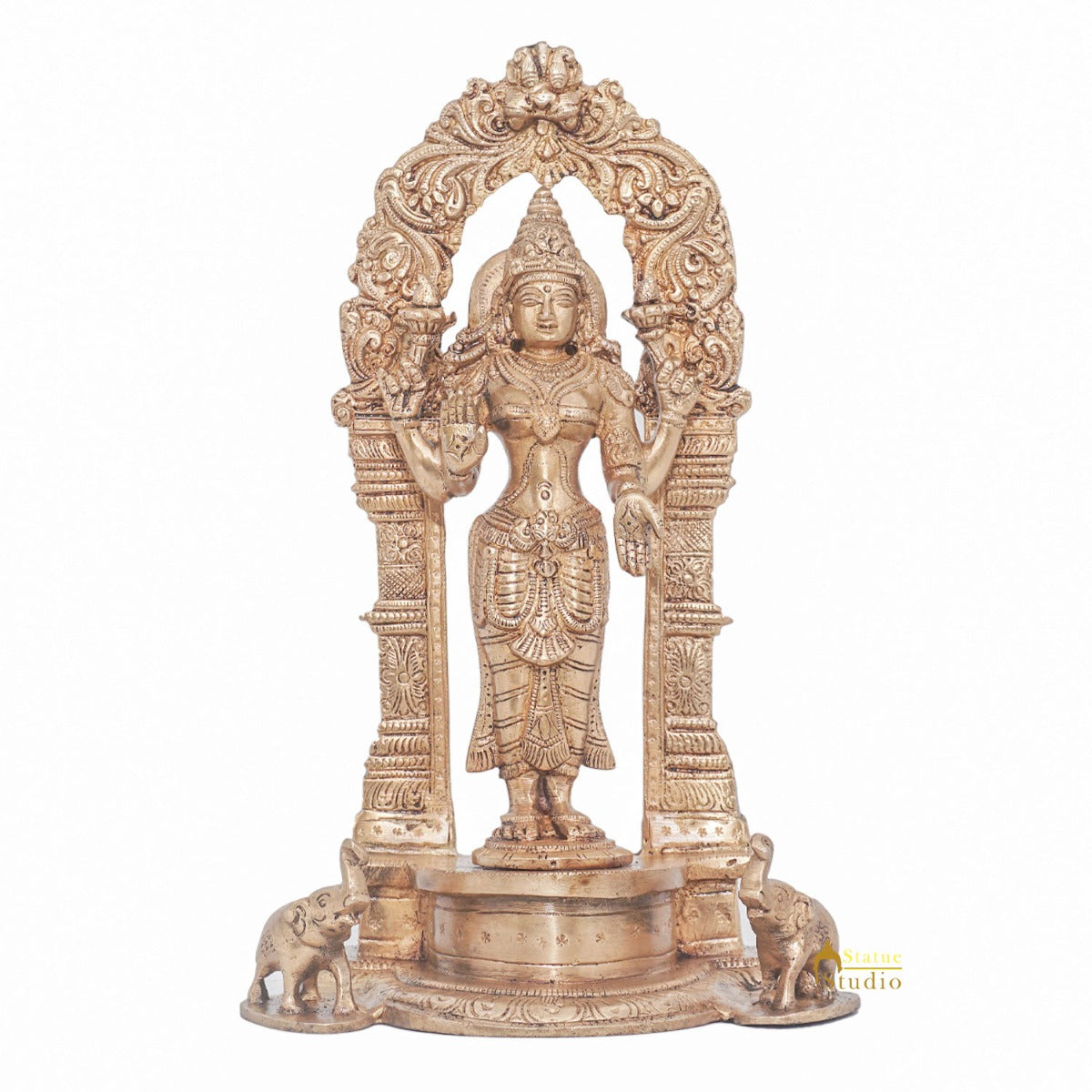 Brass Goddess Lakshmi Idol Laxmi Statue For Home Office Puja Room Décor 9" - Image 3