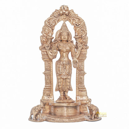 Brass Goddess Lakshmi Idol Laxmi Statue For Home Office Puja Room Décor 9" by vendor-unknown - Hindu Gods (View 3)