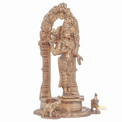 Brass Goddess Lakshmi Idol Laxmi Statue For Home Office Puja Room Décor 9" by vendor-unknown - Hindu Gods (View 5)