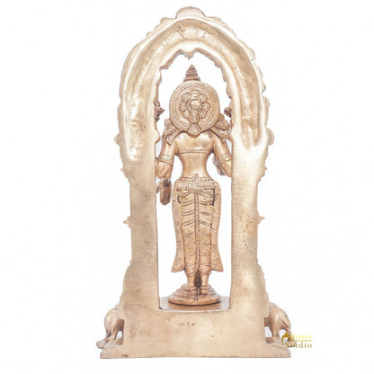 Brass Goddess Lakshmi Idol Laxmi Statue For Home Office Puja Room Décor 9" by vendor-unknown - Hindu Gods (View 6)