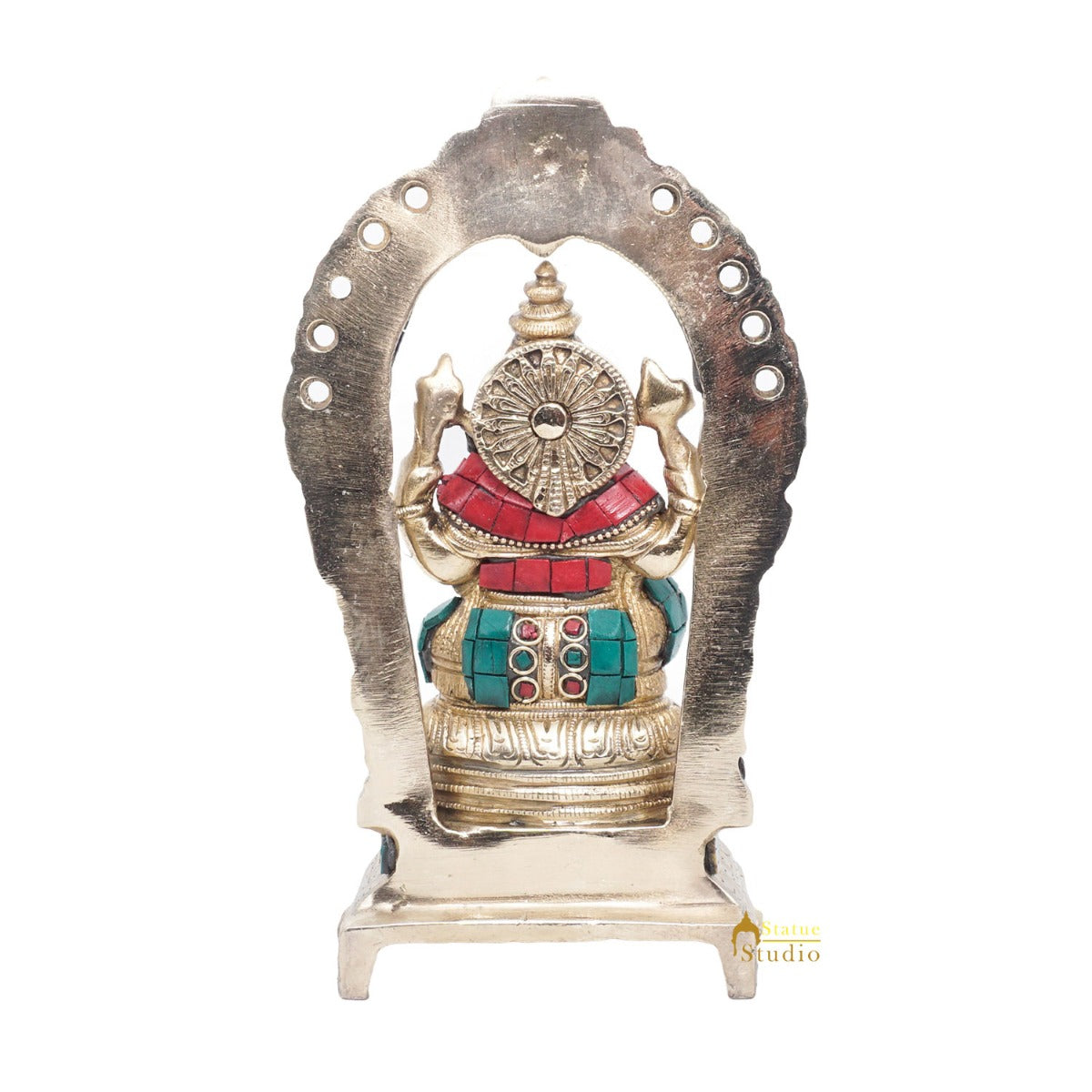 Brass Antique Ganesha Statue Ganpati Sitting Idol Home Pooja Room Décor Gift 8" - Image 6