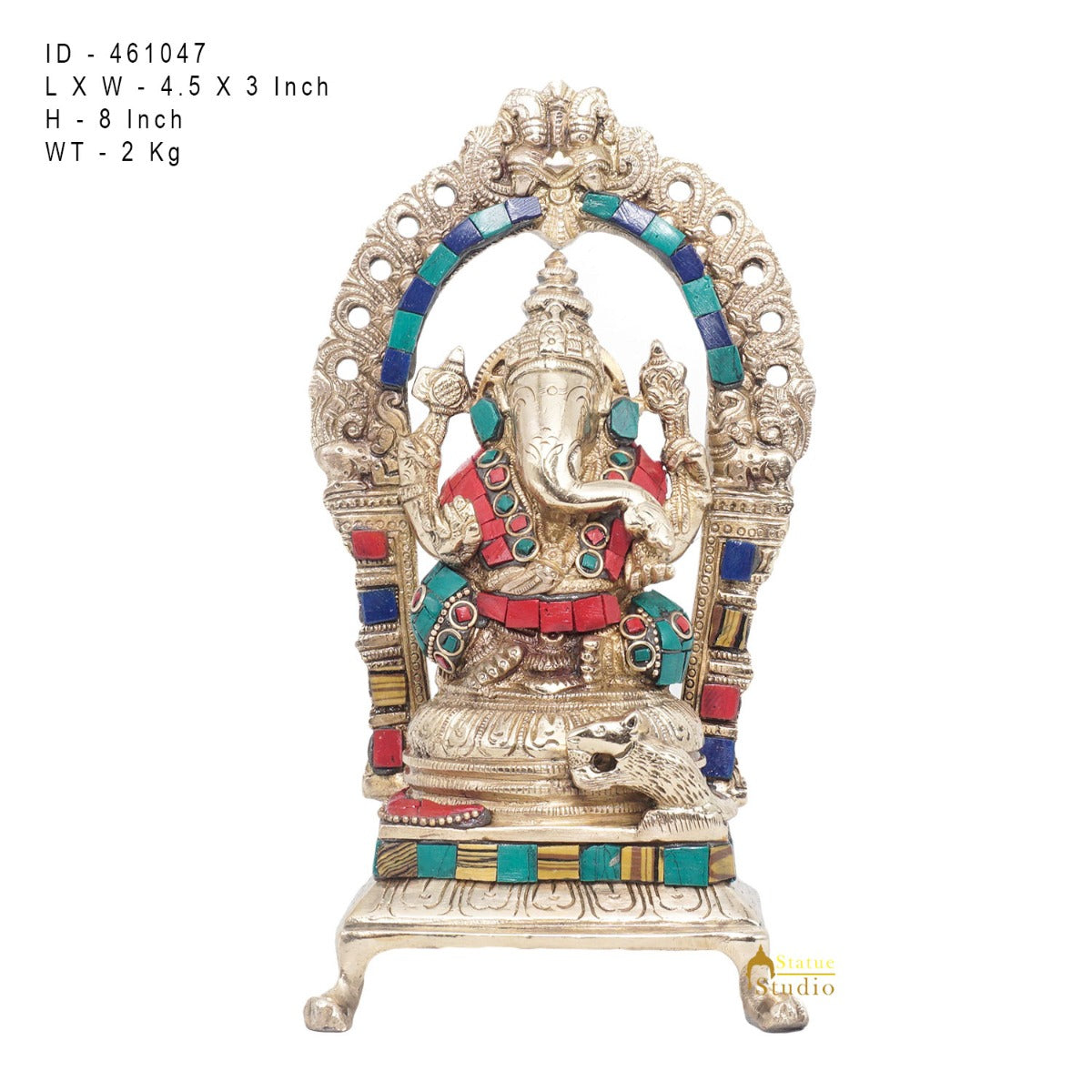 Brass Antique Ganesha Statue Ganpati Sitting Idol Home Pooja Room Décor Gift 8" - Image 7