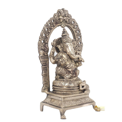 Brass Antique Ganesha Statue Ganpati Sitting Idol Home Pooja Room Décor Gift 8" by vendor-unknown - Products (View 4)
