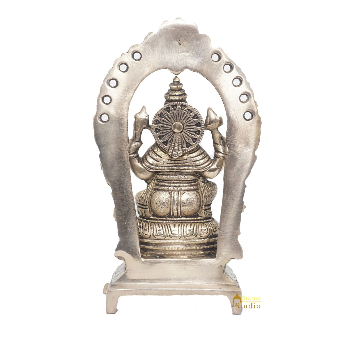 Brass Antique Ganesha Statue Ganpati Sitting Idol Home Pooja Room Décor Gift 8" - Image 6