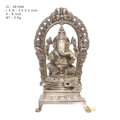 Brass Antique Ganesha Statue Ganpati Sitting Idol Home Pooja Room Décor Gift 8" by vendor-unknown - Products (View 7)