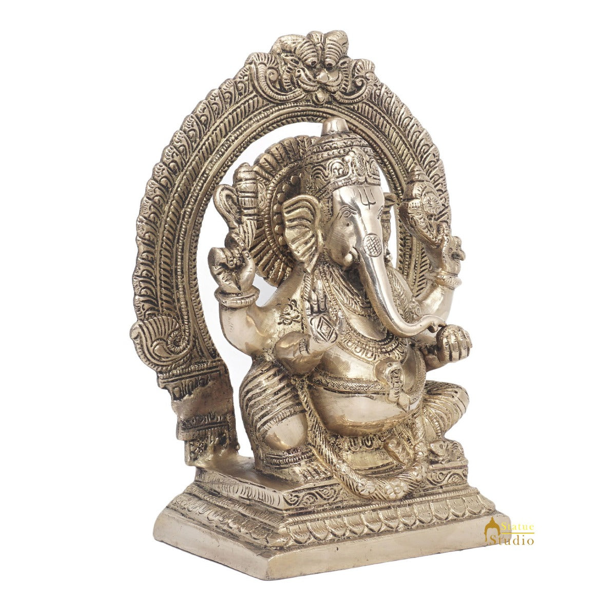 Brass Antique Ganesha Statue Ganpati Sitting Idol Home Pooja Room Décor Gift 8" - Image 5