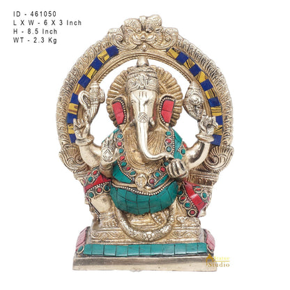 Brass Antique Ganesha Statue Ganpati Sitting Idol Home Pooja Room Décor Gift 8" by vendor-unknown - Products (View 7)