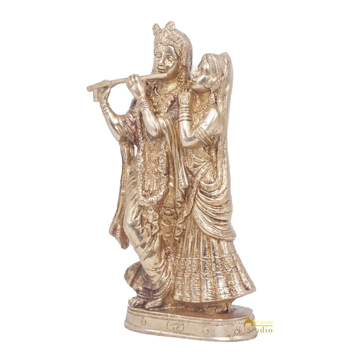 Brass Antique Lord Radha Krishna Idol For Home Pooja Décor Gift Statue 11"