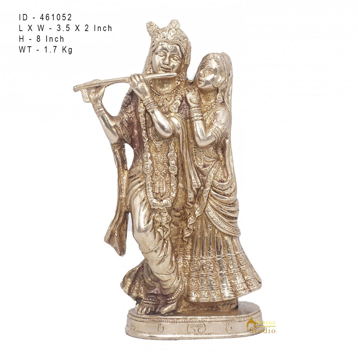 Brass Antique Lord Radha Krishna Idol For Home Pooja Décor Gift Statue 11" - Image 7