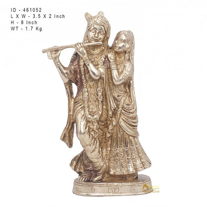Brass Antique Lord Radha Krishna Idol For Home Pooja Décor Gift Statue 11" by vendor-unknown - Hindu Gods (View 7)