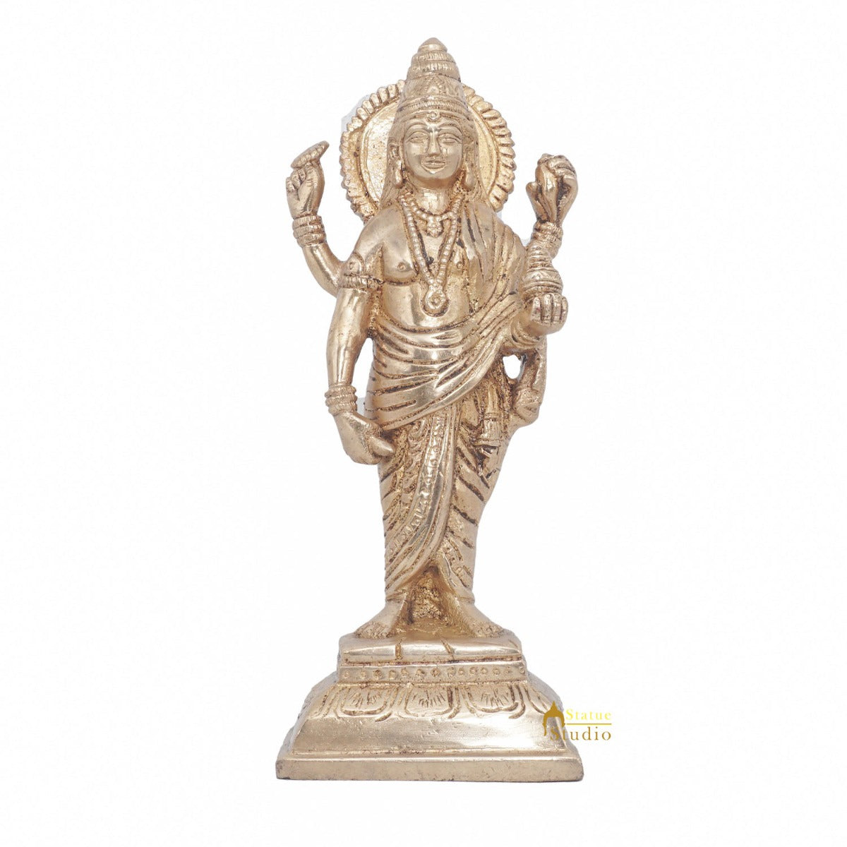Brass Dhanvantari Idol Physician God of Ayurveda Vastu Feng Shui Statue 8"