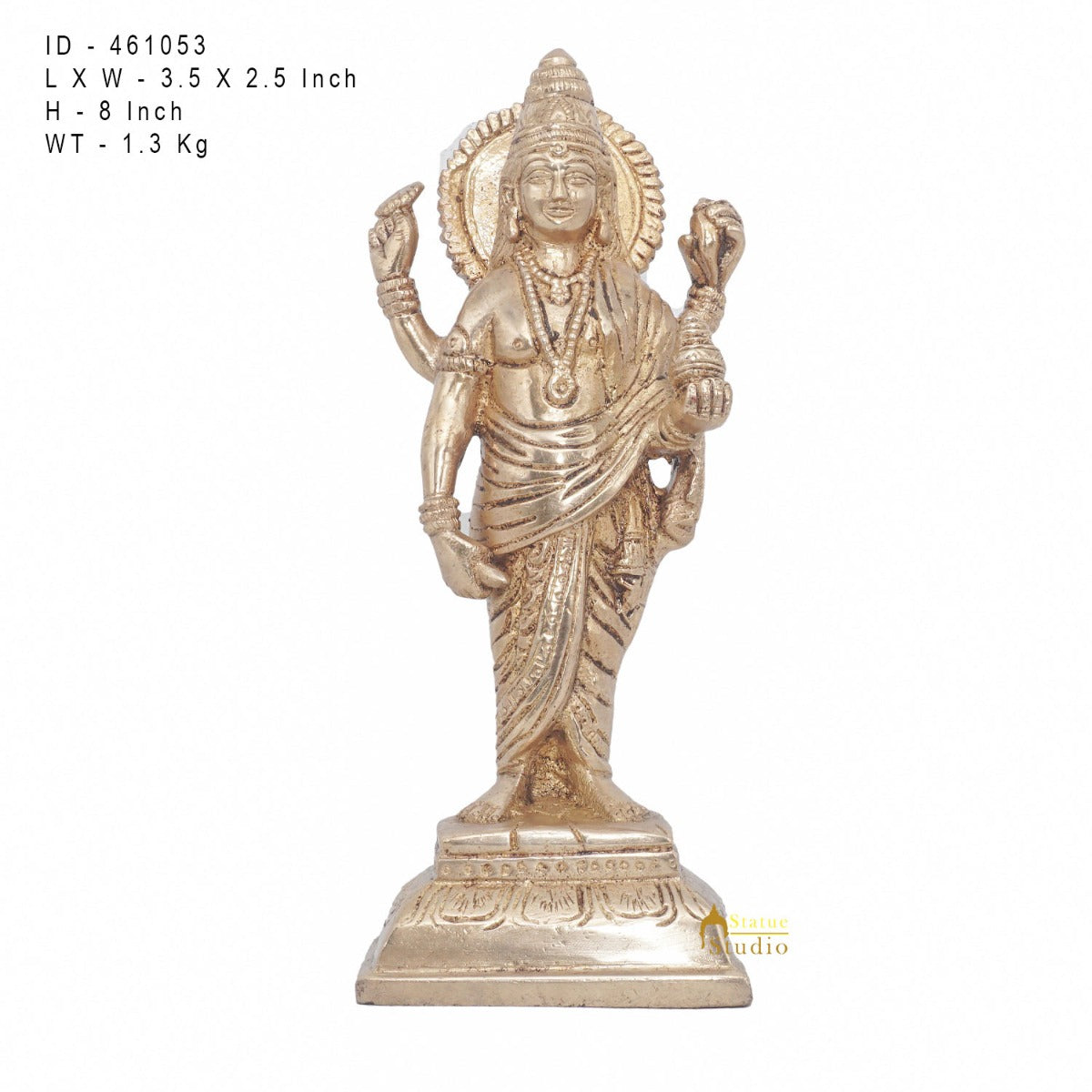 Brass Dhanvantari Idol Physician God of Ayurveda Vastu Feng Shui Statue 8" - Image 7