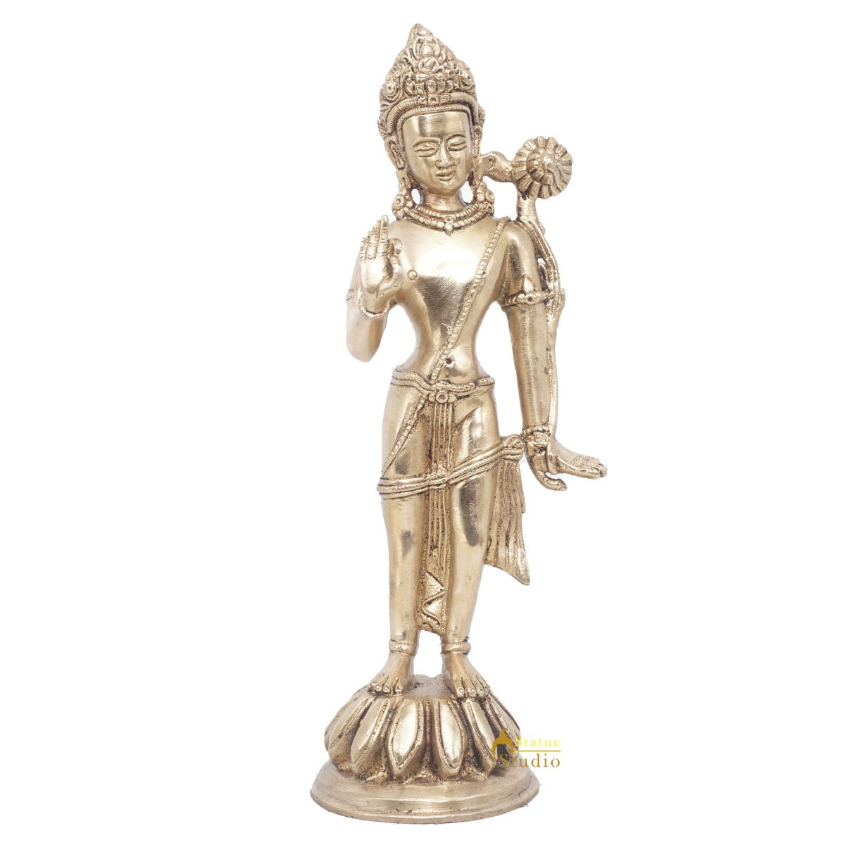 Brass Standing Parvati Idol Home Office Décor Lucky Statue 10"