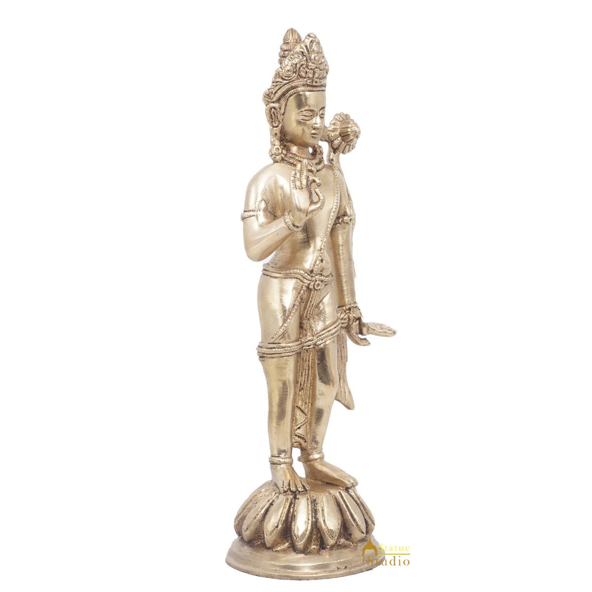 Brass Standing Parvati Idol Home Office Décor Lucky Statue 10" - Image 5