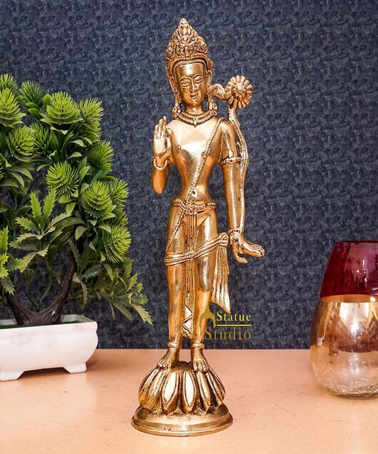Brass Standing Parvati Idol Home Office Décor Lucky Statue 10"