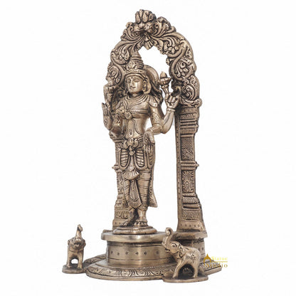 Brass Antique Lakshmi Idol Goddess Of Wealth Lucky Home Décor Statue 9" by vendor-unknown - Hindu Gods (View 4)