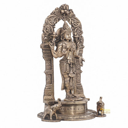 Brass Antique Lakshmi Idol Goddess Of Wealth Lucky Home Décor Statue 9" by vendor-unknown - Hindu Gods (View 5)