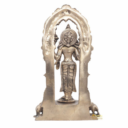 Brass Antique Lakshmi Idol Goddess Of Wealth Lucky Home Décor Statue 9" by vendor-unknown - Hindu Gods (View 6)