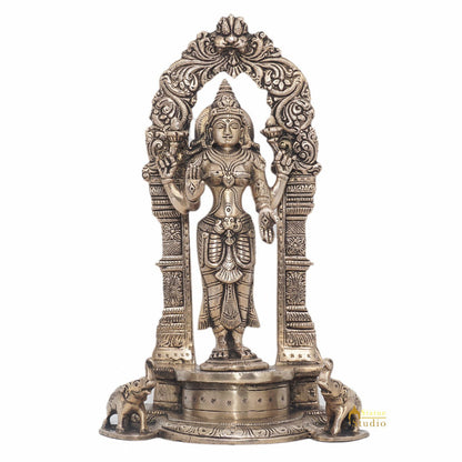 Brass Antique Lakshmi Idol Goddess Of Wealth Lucky Home Décor Statue 9" by vendor-unknown - Hindu Gods (View 3)