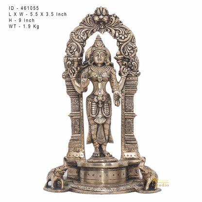 Brass Antique Lakshmi Idol Goddess Of Wealth Lucky Home Décor Statue 9" by vendor-unknown - Hindu Gods (View 7)