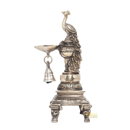 Brass Antique Peacock Bird Diya For Home Puja Diwali Festive Décor 10" by vendor-unknown - Spiritual (View 3)