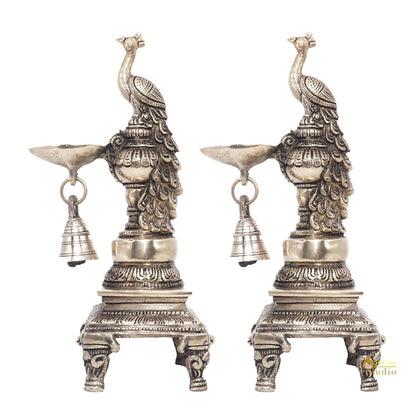 Brass Antique Peacock Bird Diya For Home Puja Diwali Festive Décor 10" by vendor-unknown - Spiritual (View 3)