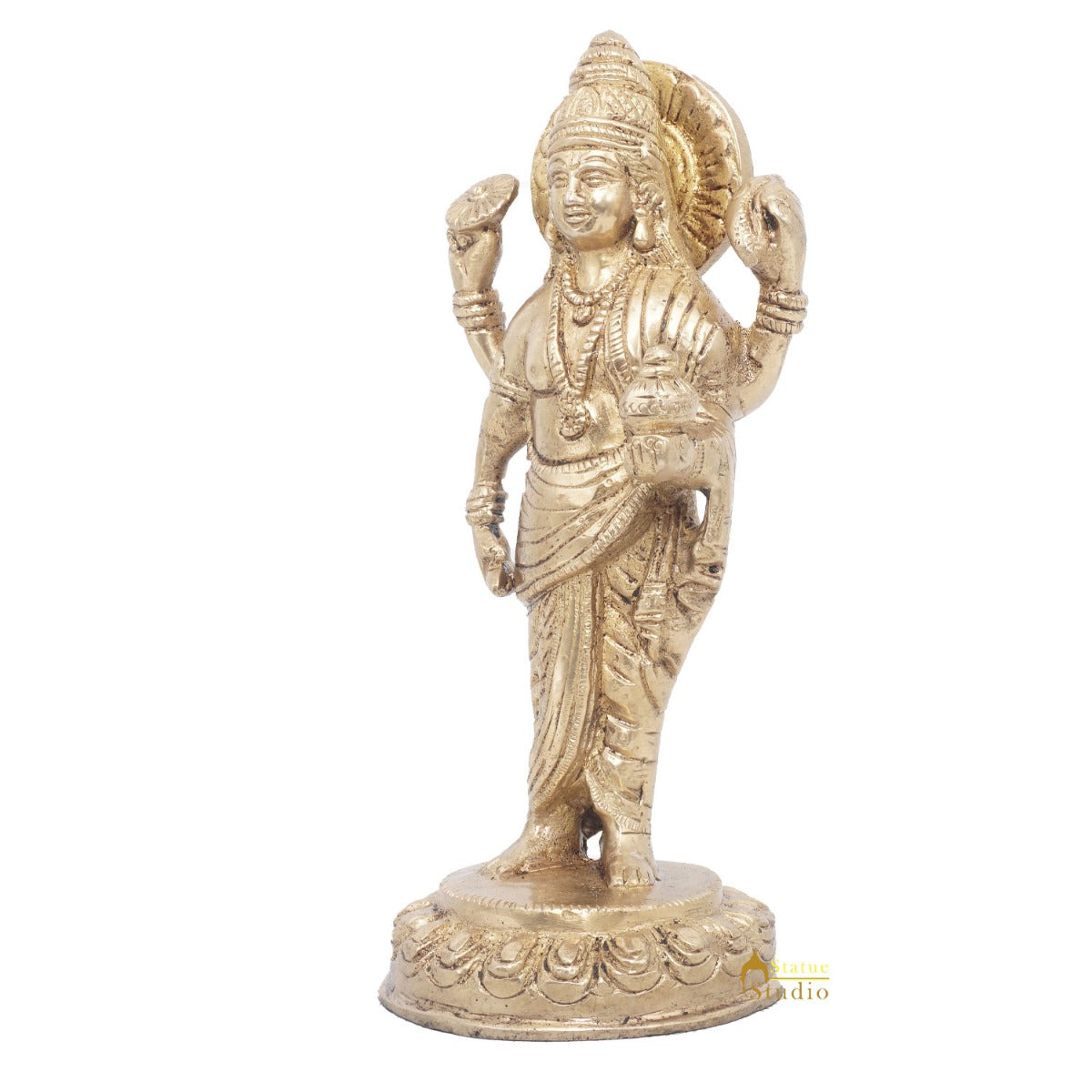 Brass Dhanvantari Idol Physician God of Ayurveda Vastu Feng Shui Statue 7"