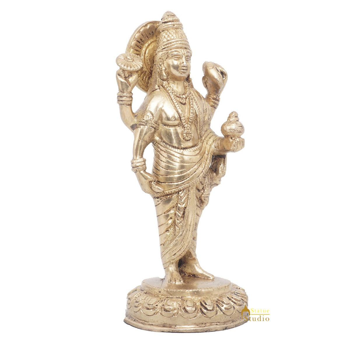 Brass Dhanvantari Idol Physician God of Ayurveda Vastu Feng Shui Statue 7" - Image 5