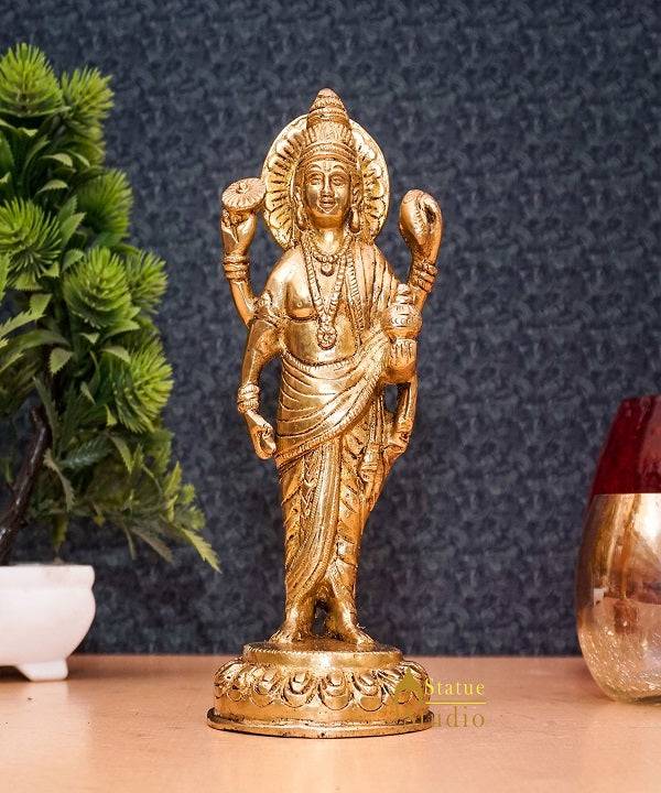 Brass Dhanvantari Idol Physician God of Ayurveda Vastu Feng Shui Statue 7" - Eco-friendly - Sama Homes
