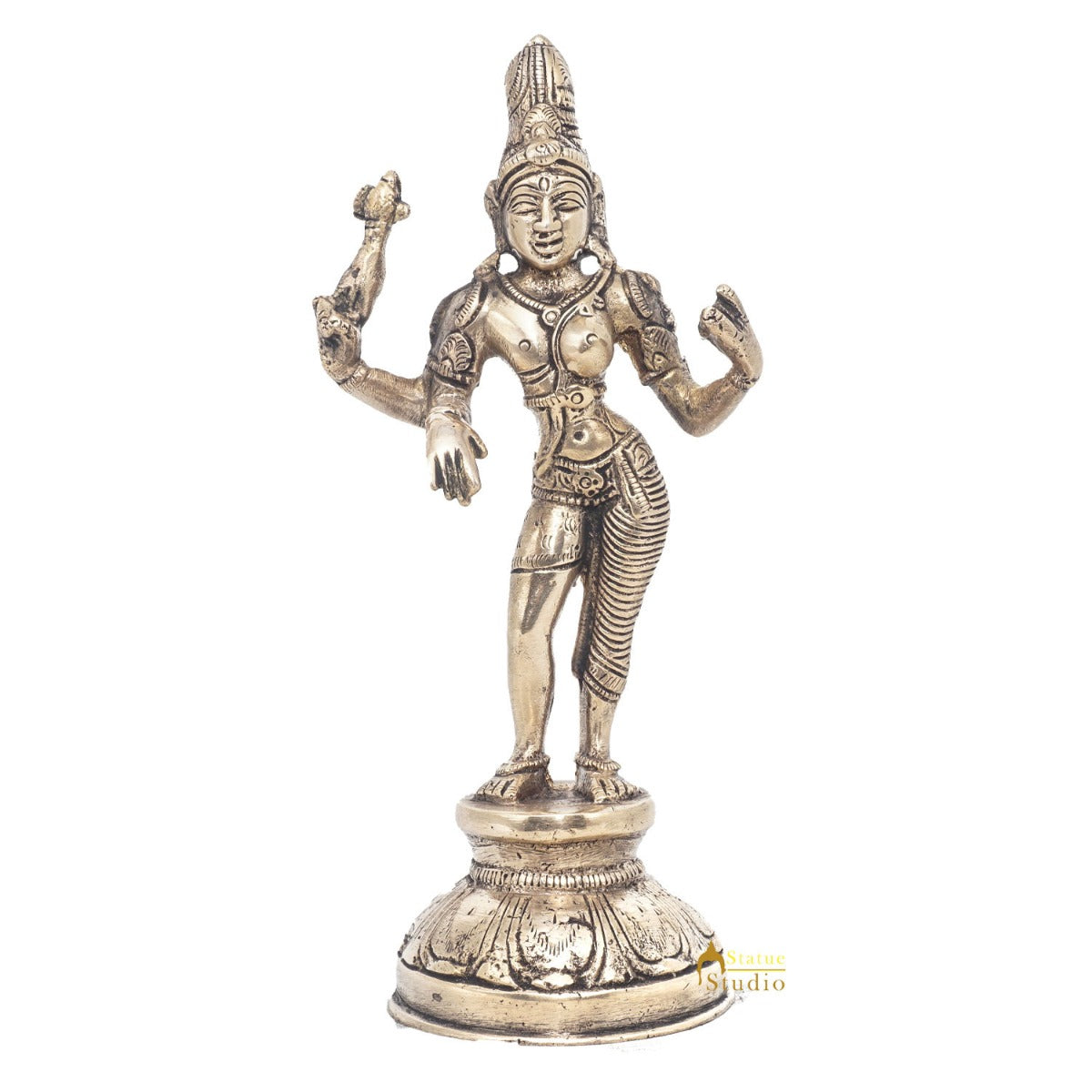 Brass Antique Shiva Ardhnareshvara Idol Rare Home Décor Lucky Statue 8"