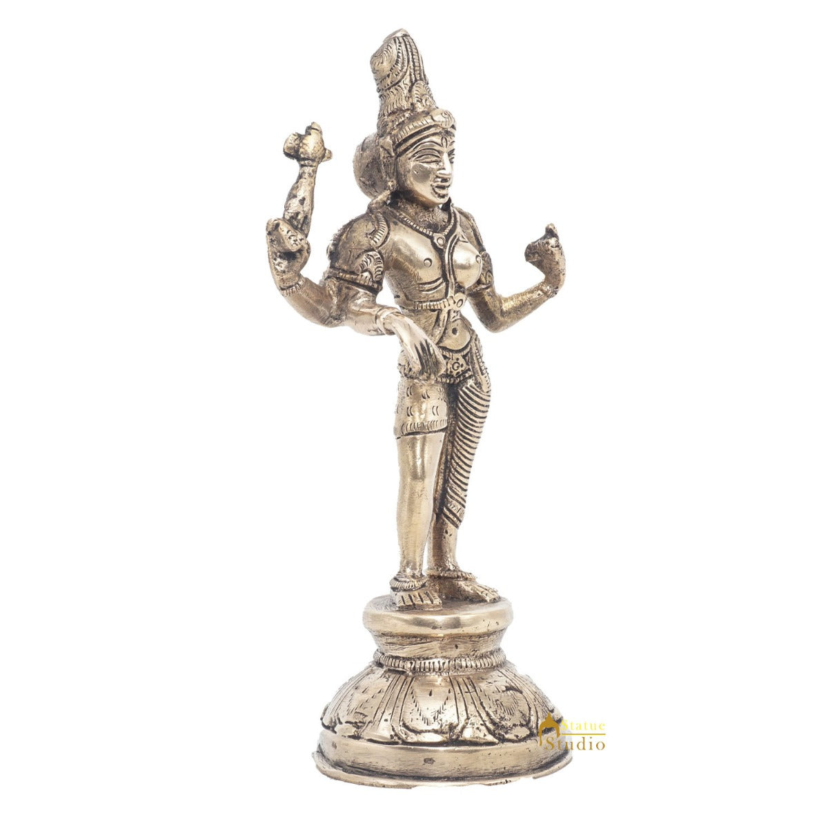 Brass Antique Shiva Ardhnareshvara Idol Rare Home Décor Lucky Statue 8" - Image 5
