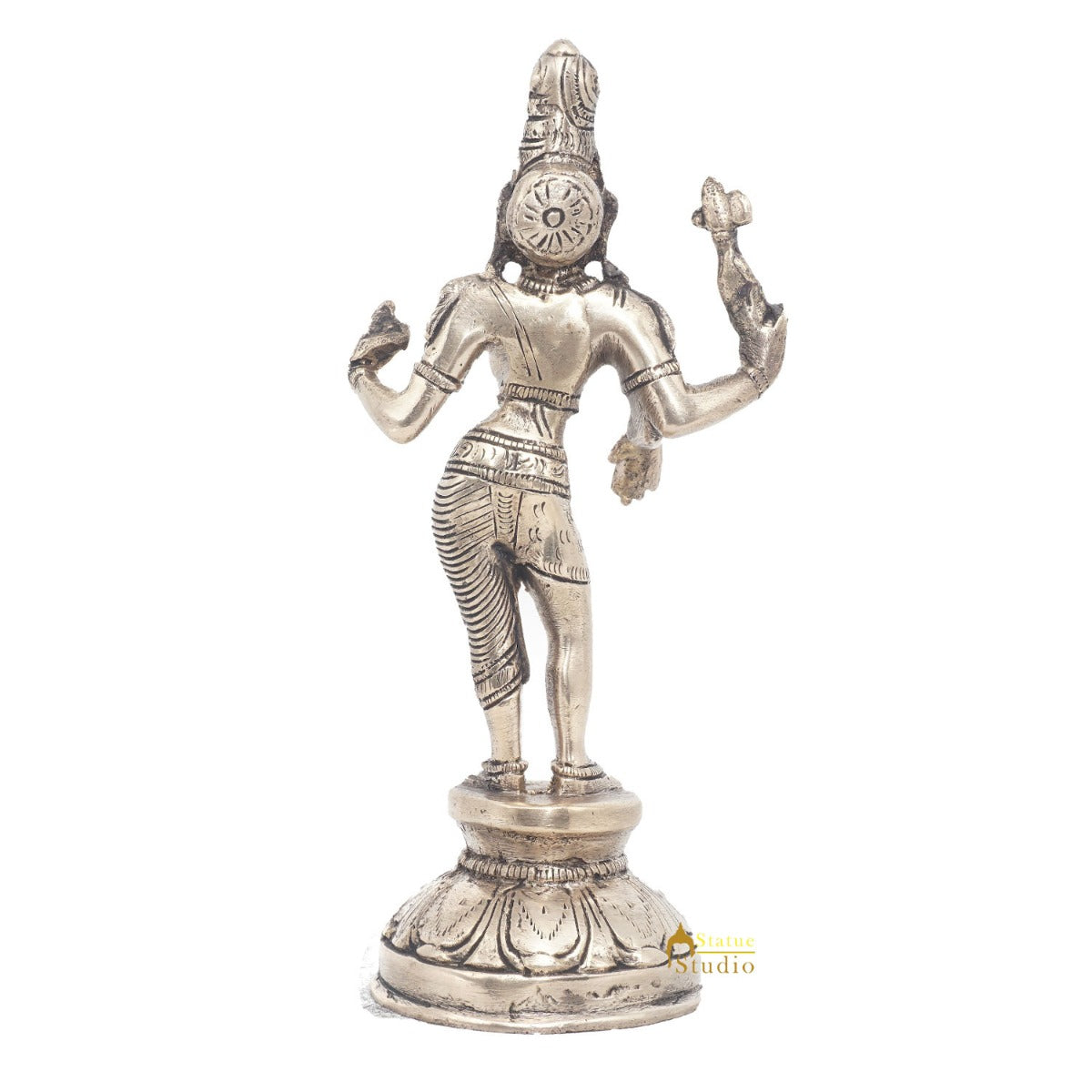 Brass Antique Shiva Ardhnareshvara Idol Rare Home Décor Lucky Statue 8"