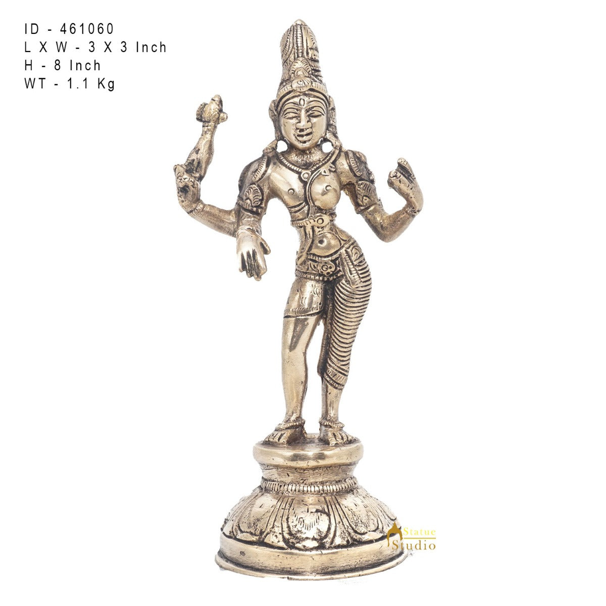 Brass Antique Shiva Ardhnareshvara Idol Rare Home Décor Lucky Statue 8" - Image 7