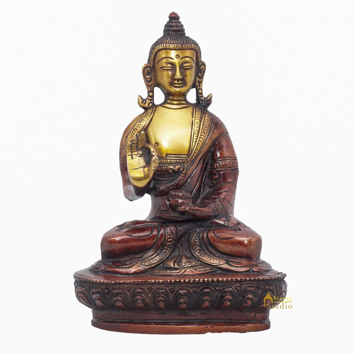 Brass Small Buddha Statue Antique Idol Home Office Room Décor Gift Showpiece 6"
