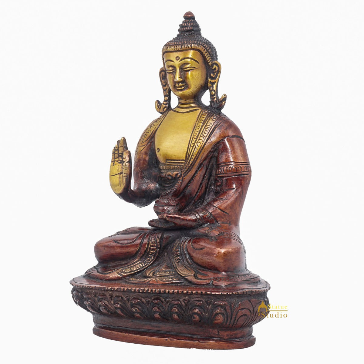 Brass Small Buddha Statue Antique Idol Home Office Room Décor Gift Showpiece 6"