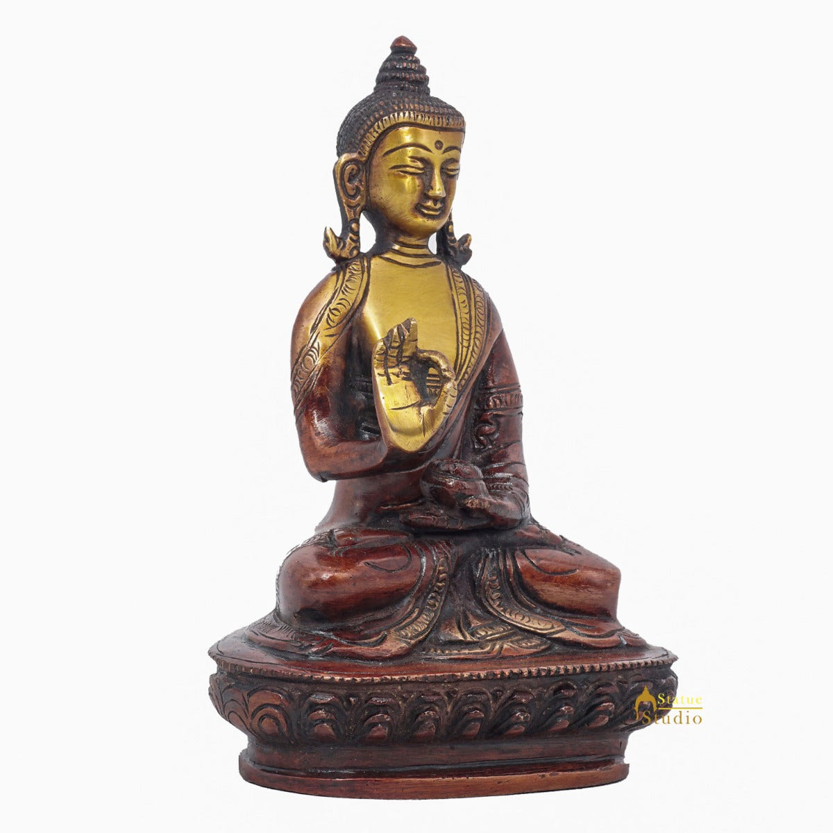 Brass Small Buddha Statue Antique Idol Home Office Room Décor Gift Showpiece 6"