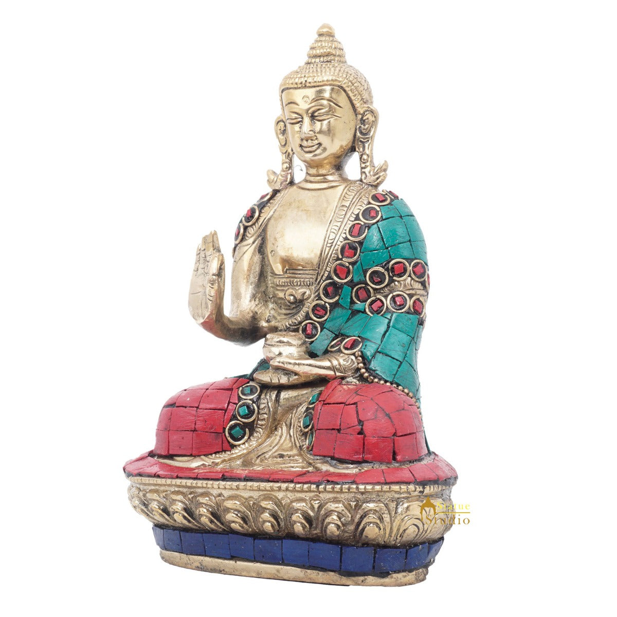 Brass Small Buddha Statue Antique Idol Home Office Room Décor Gift Showpiece 6"