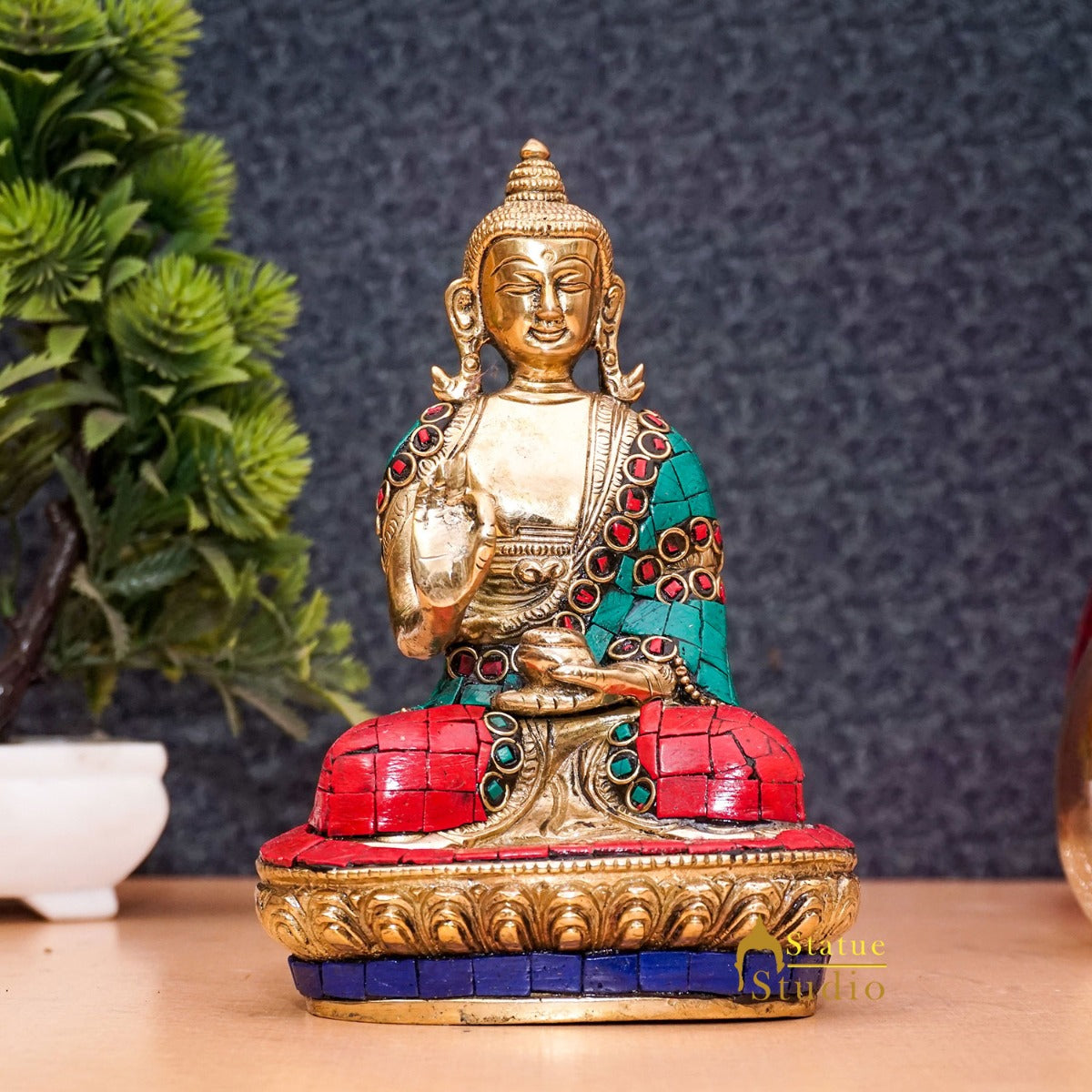 Brass Small Buddha Statue Antique Idol Home Office Room Décor Gift Showpiece 6" - Eco-friendly - Sama Homes