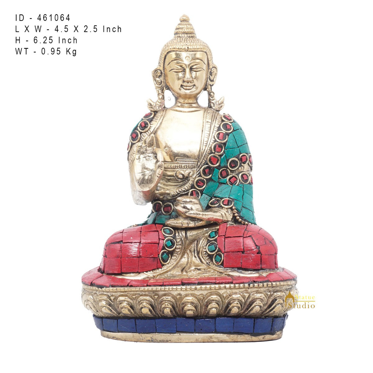 Brass Small Buddha Statue Antique Idol Home Office Room Décor Gift Showpiece 6" - Image 7