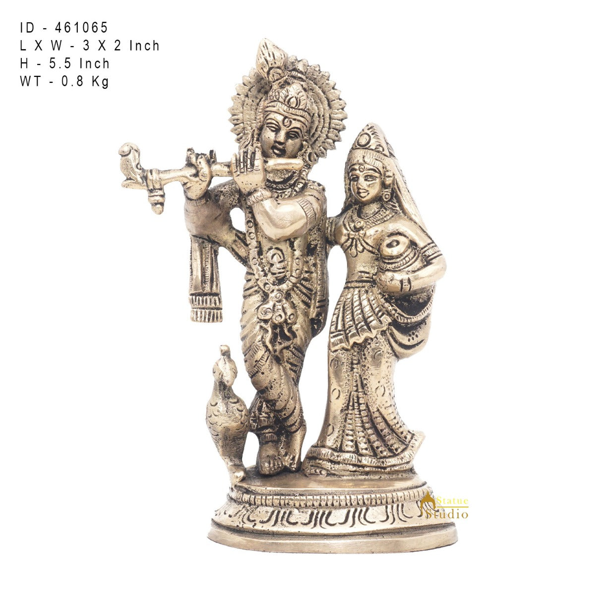 Brass Antique Lord Radha Krishna Idol For Home Puja Décor Gift Statue 5" - Image 7