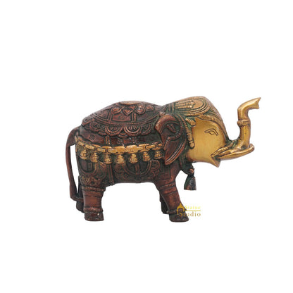 Brass Elephant Showpiece Figurine Home Office Table Decorative Statue 4" by vendor-unknown - Decor (View 3)