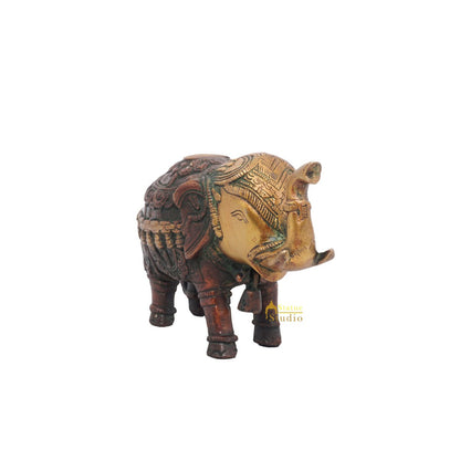 Brass Elephant Showpiece Figurine Home Office Table Decorative Statue 4" by vendor-unknown - Decor (View 4)