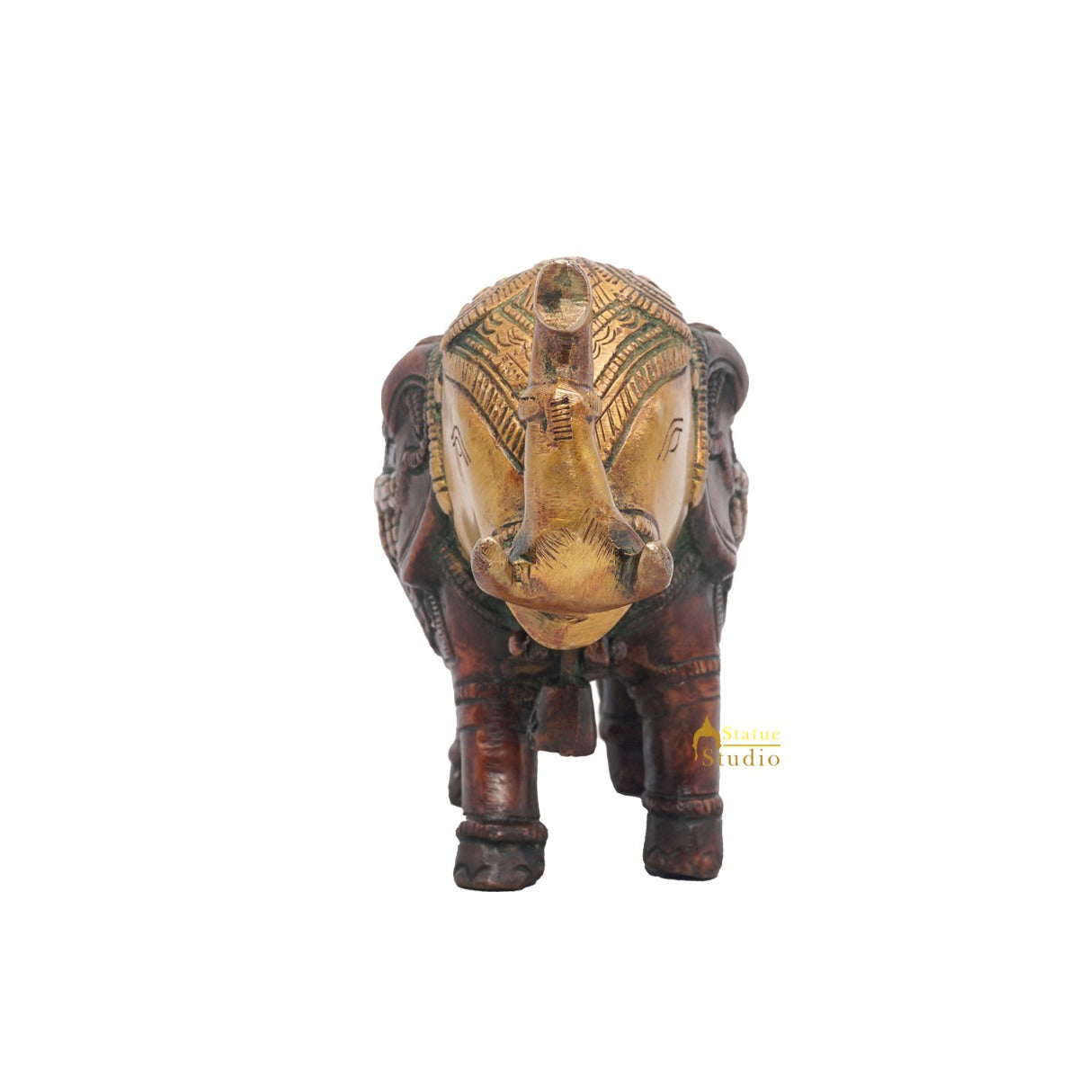 Brass Elephant Showpiece Figurine Home Office Table Decorative Statue 4" - Image 5