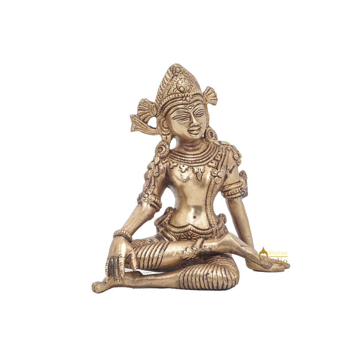 Brass Antique Lord Indra Statue God Of Rain Inder Home Puja Décor Idol 6"