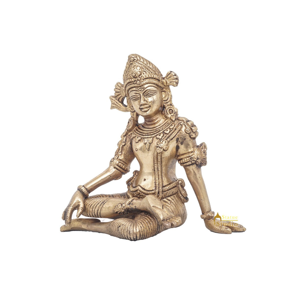 Brass Antique Lord Indra Statue God Of Rain Inder Home Puja Décor Idol 6" - Image 4