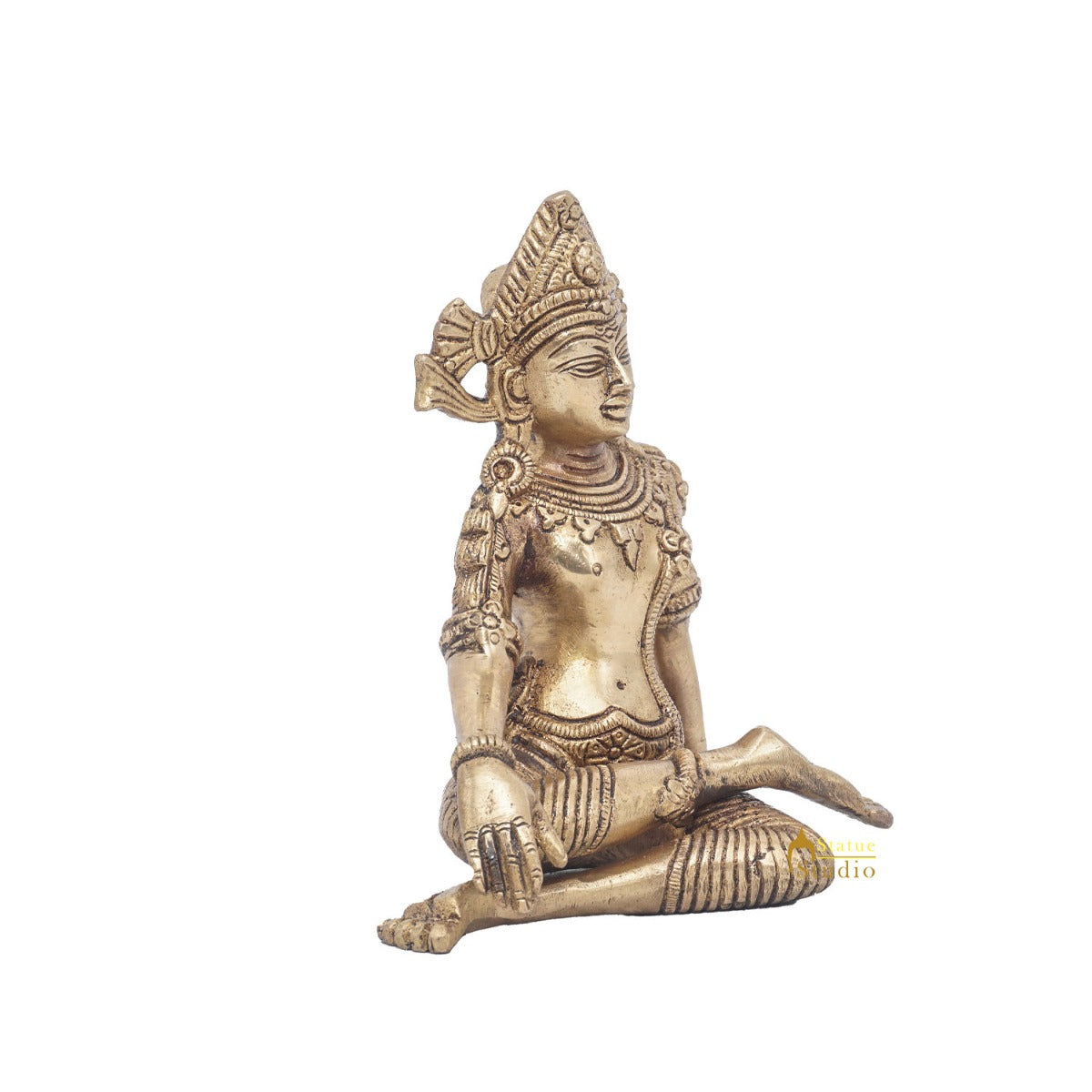 Brass Antique Lord Indra Statue God Of Rain Inder Home Puja Décor Idol 6" - Image 5