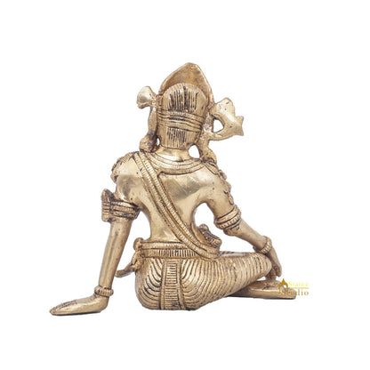 Brass Antique Lord Indra Statue God Of Rain Inder Home Puja Décor Idol 6" by vendor-unknown - Hindu Gods (View 6)
