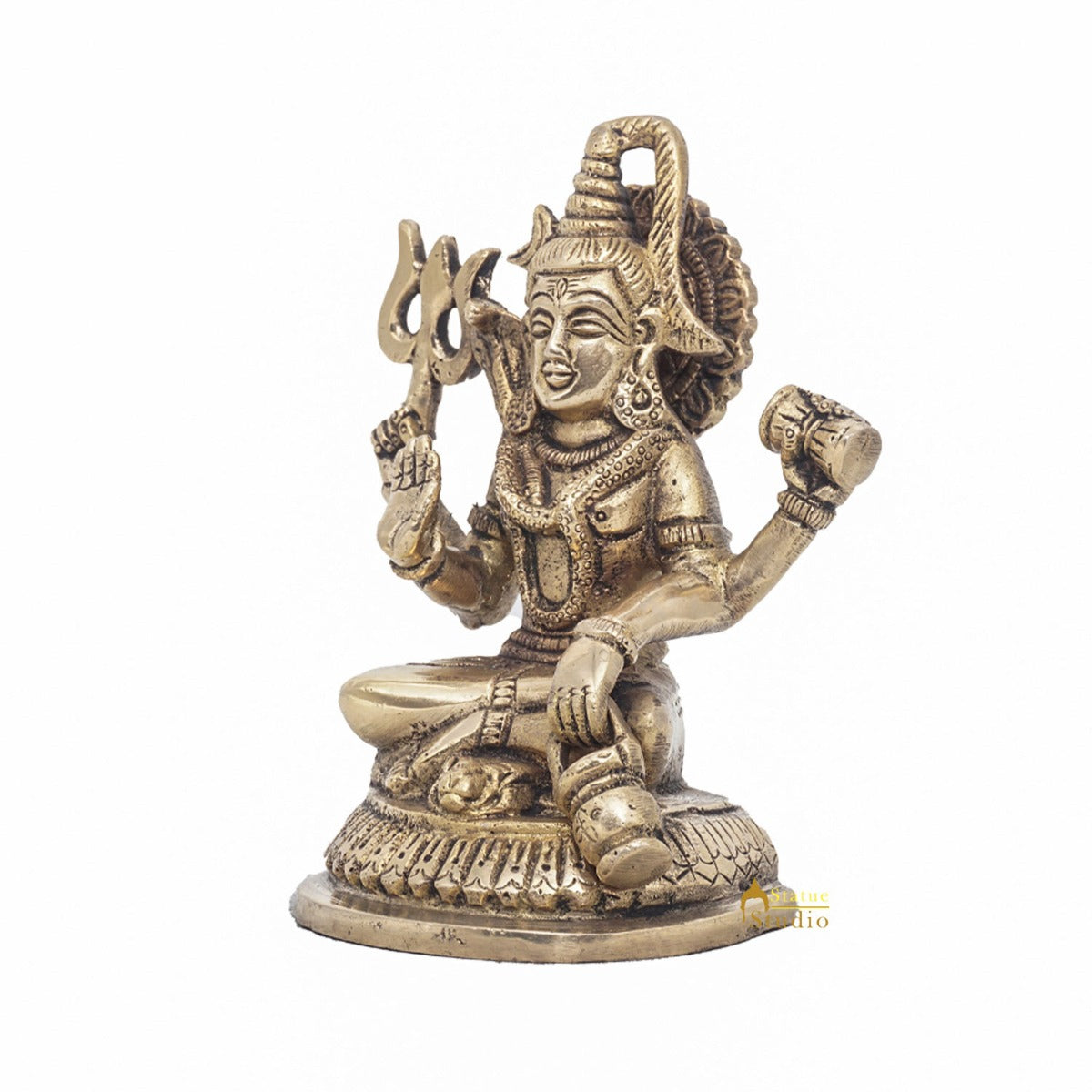 Brass Lord Shiva Statue Antique Finish For Home Temple Puja Room Decor 5" - Image 4